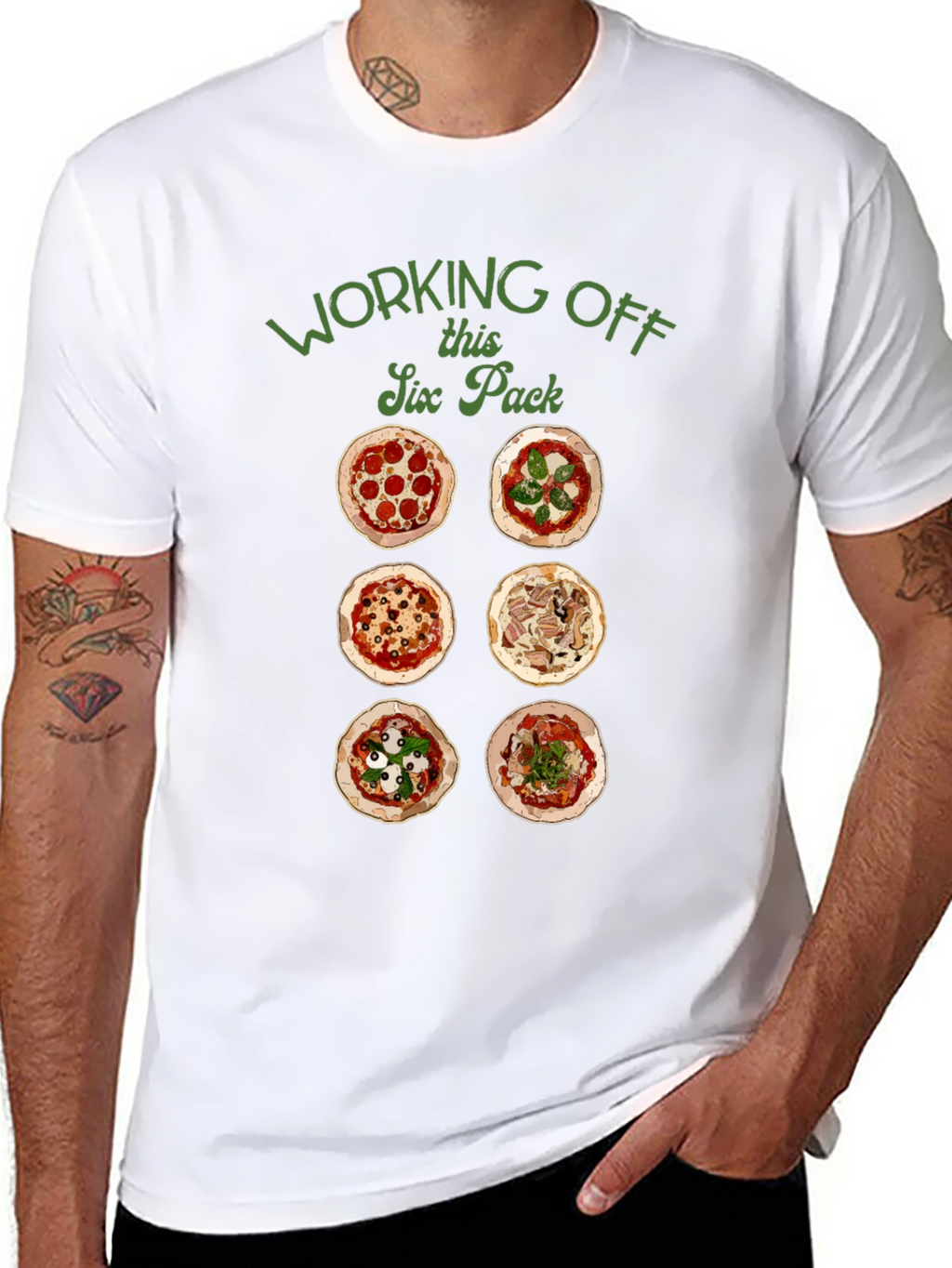 Funny Pizza Six Pack T-Shirt