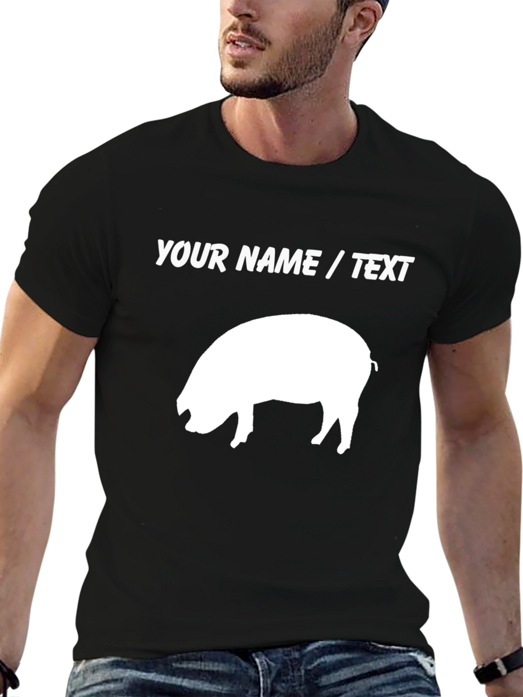 Custom Pig Graphic T-Shirt - Add Your Text!