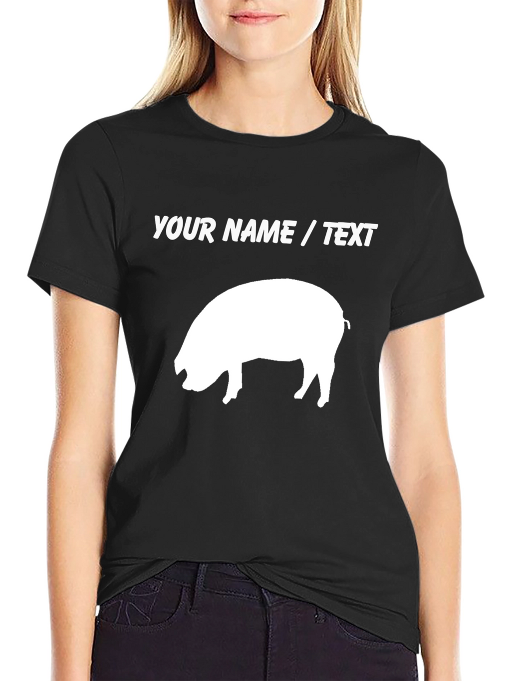 Custom Pig Graphic T-Shirt - Add Your Text!