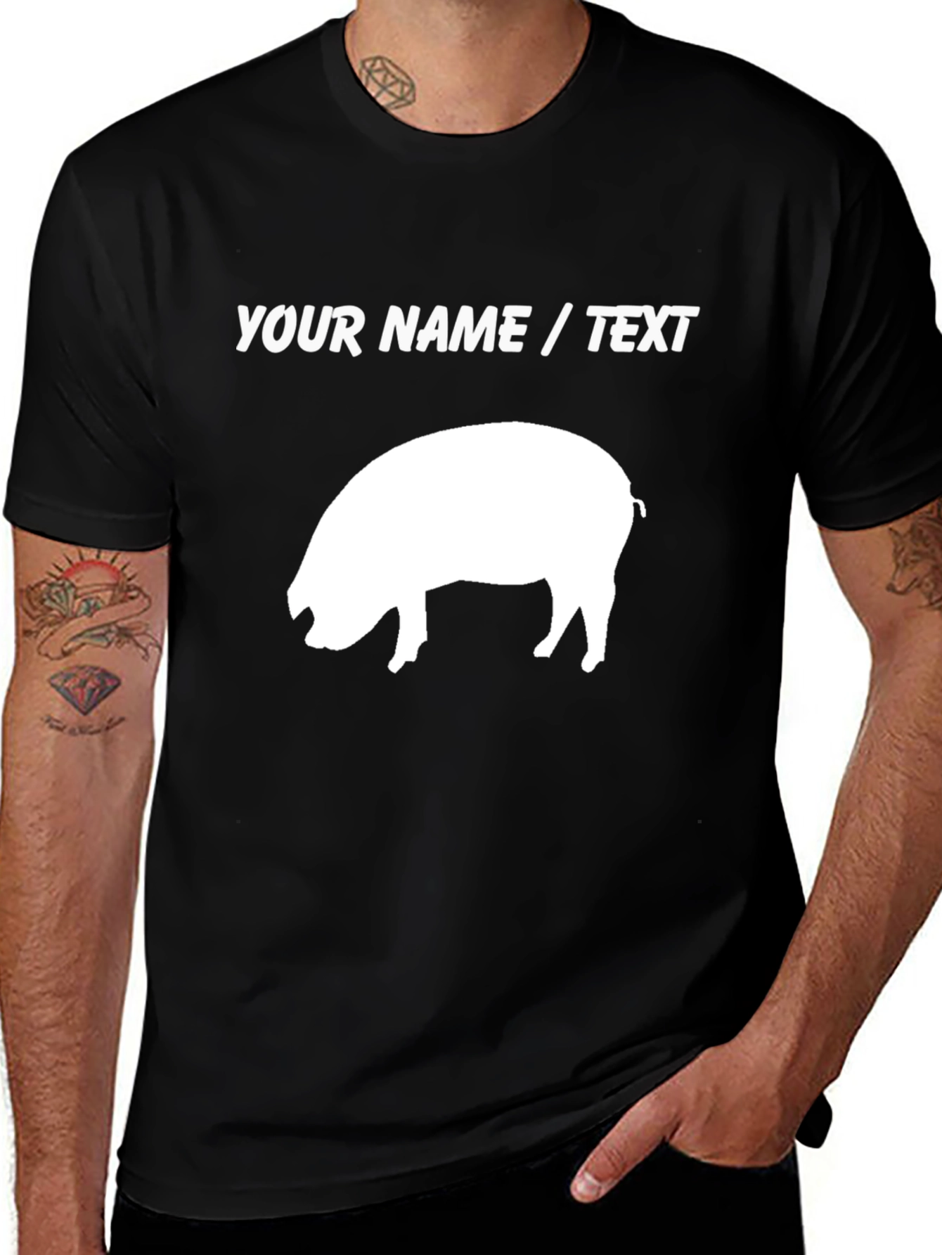 Custom Pig Graphic T-Shirt - Add Your Text!