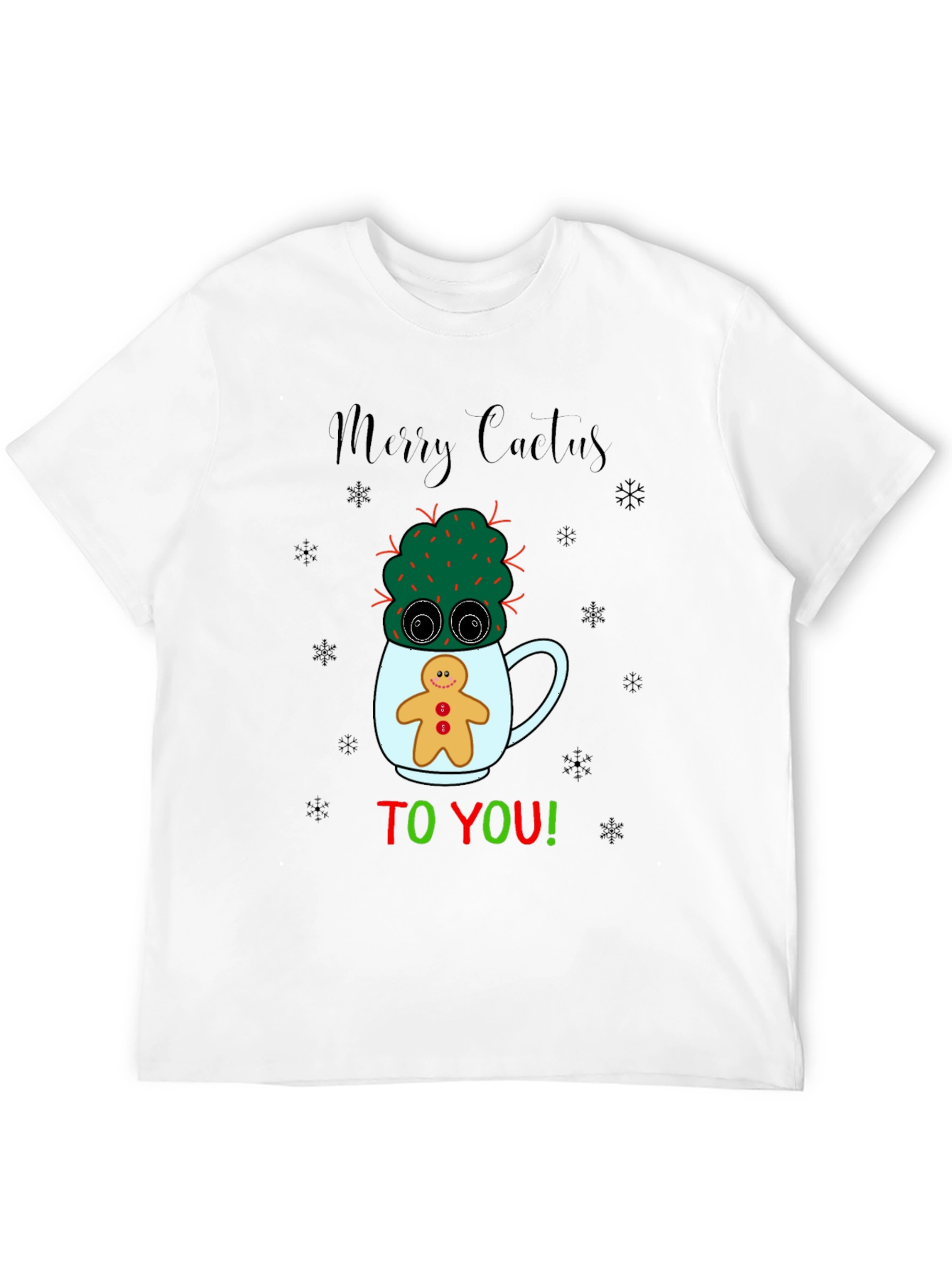 Merry Cactus Christmas Graphic T-Shirt
