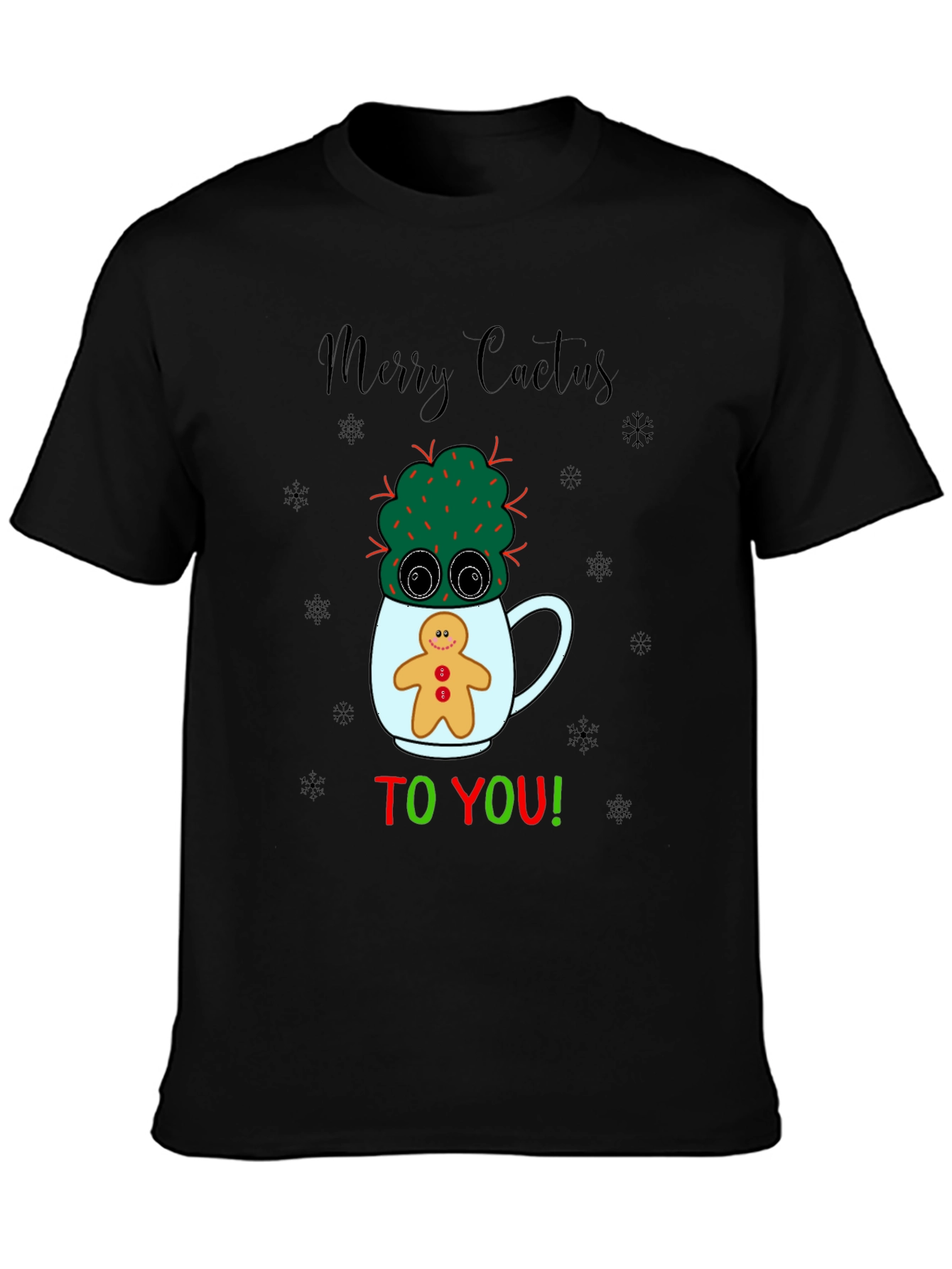 Merry Cactus Christmas Graphic T-Shirt