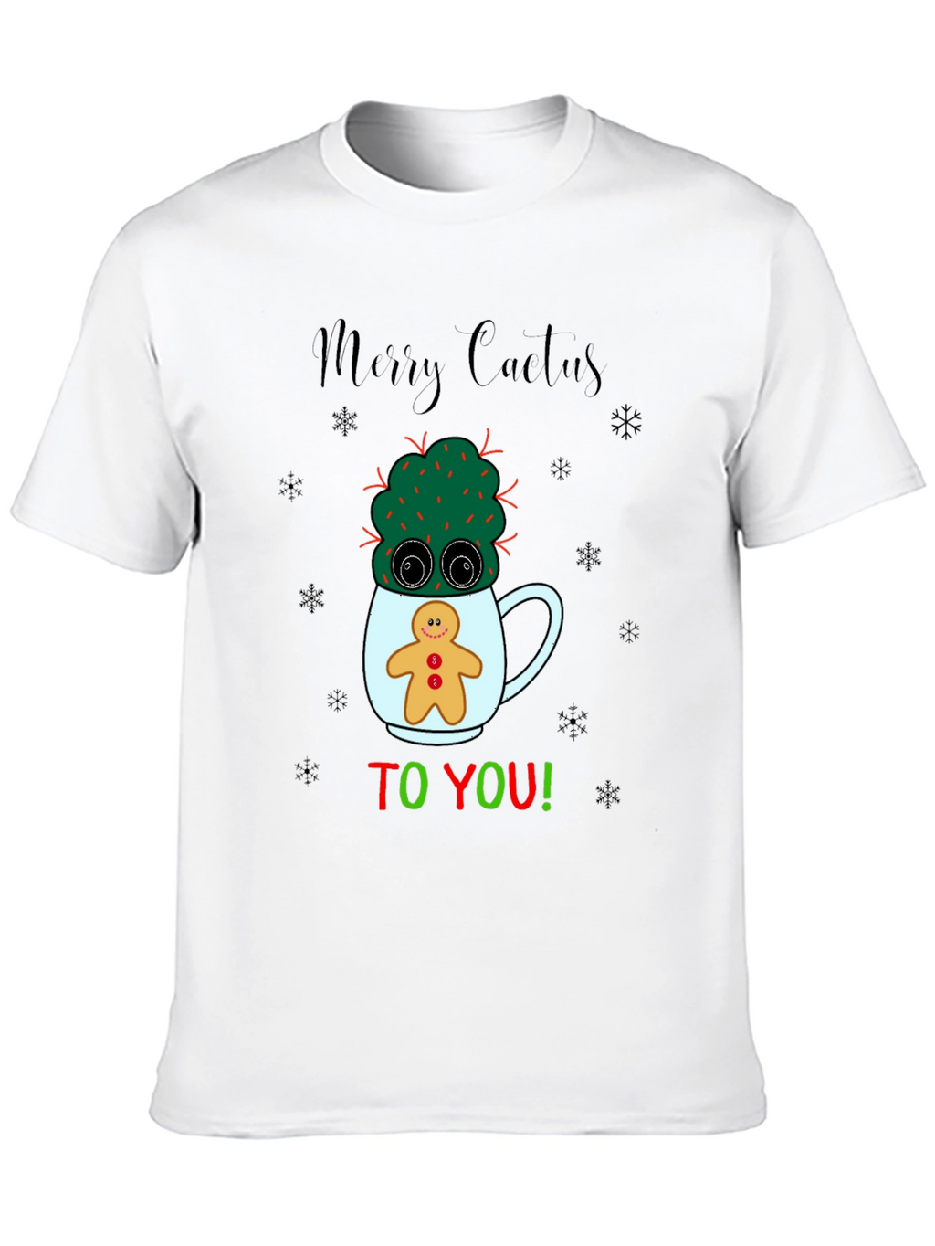 Merry Cactus Christmas Graphic T-Shirt