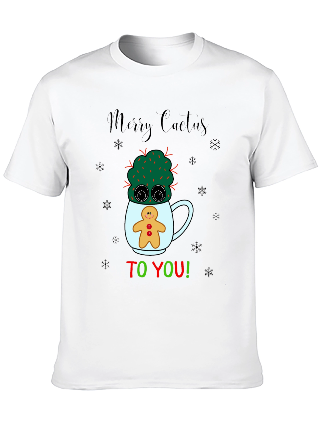 Merry Cactus Christmas Graphic T-Shirt