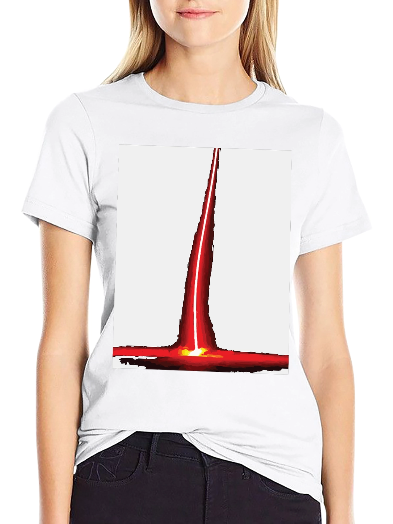 Red Beam Graphic Tee - Unique Design