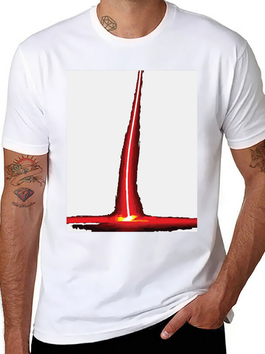 Red Beam Graphic Tee - Unique Design