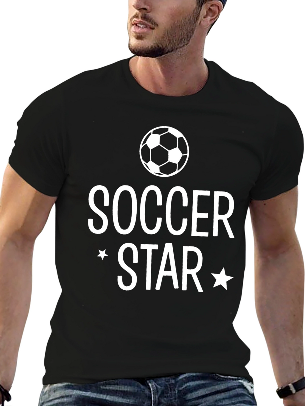 Soccer Star T-Shirt - Black Cotton Graphic Tee