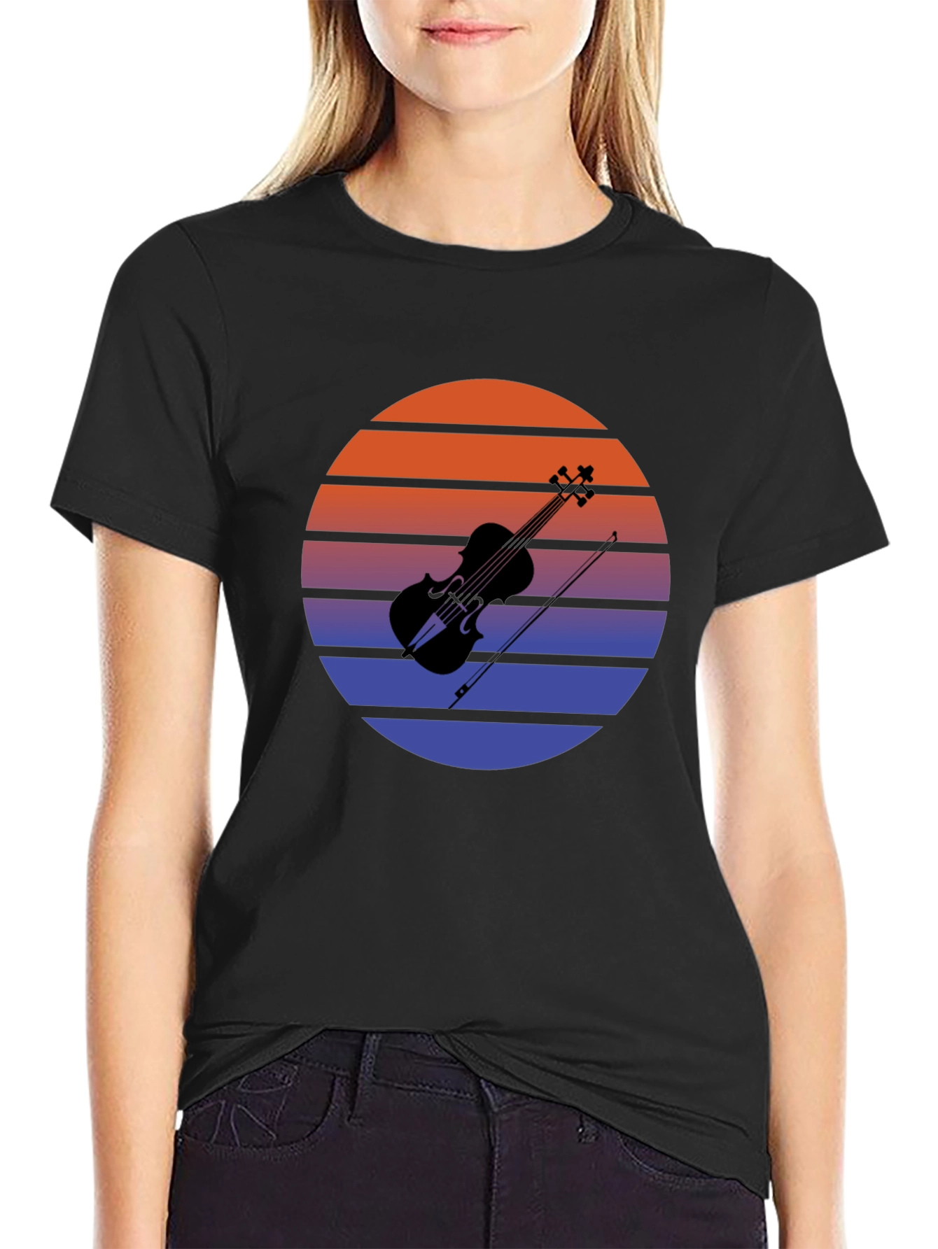 Retro Sunset Violin T-Shirt