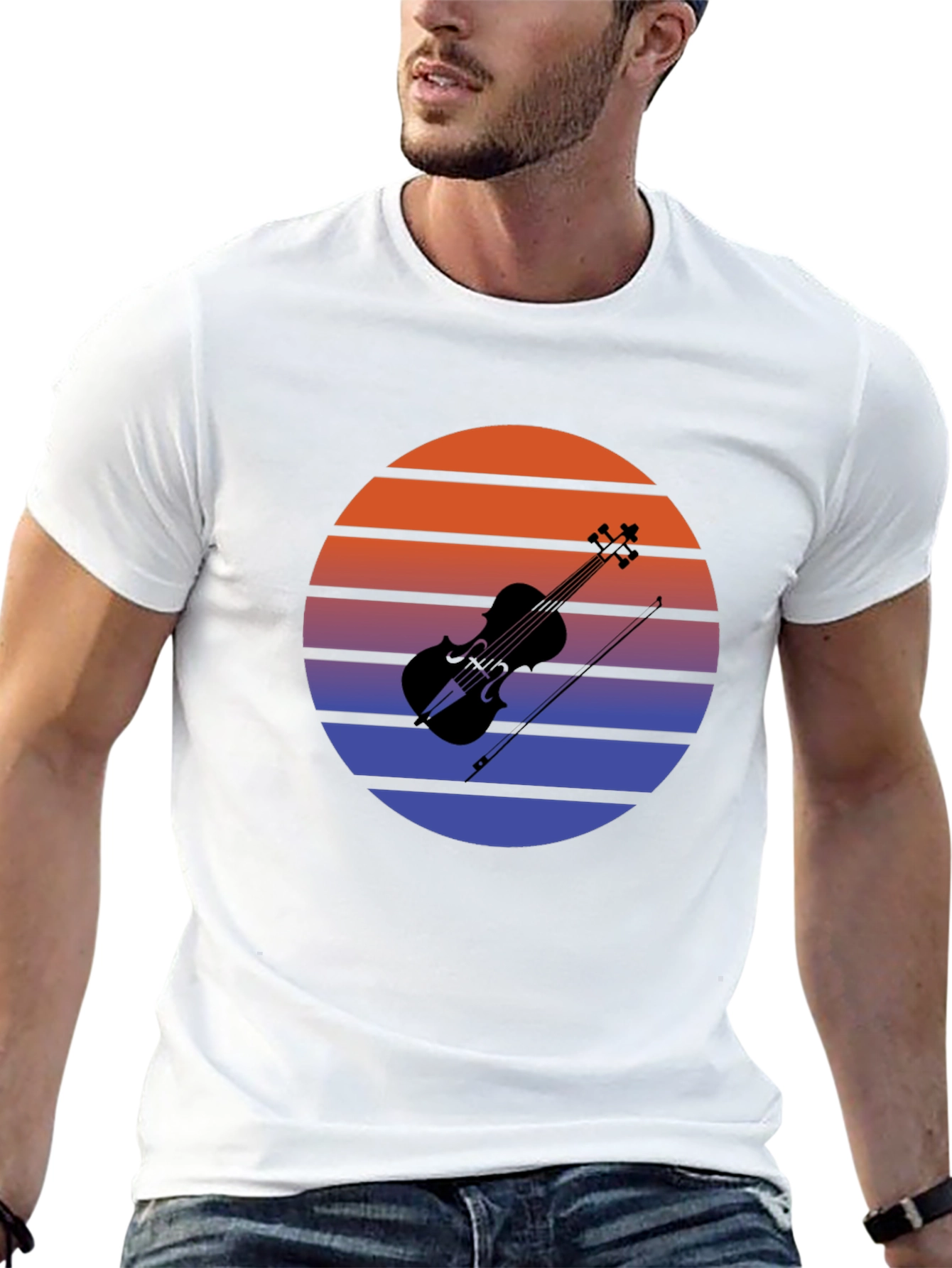 Retro Sunset Violin T-Shirt