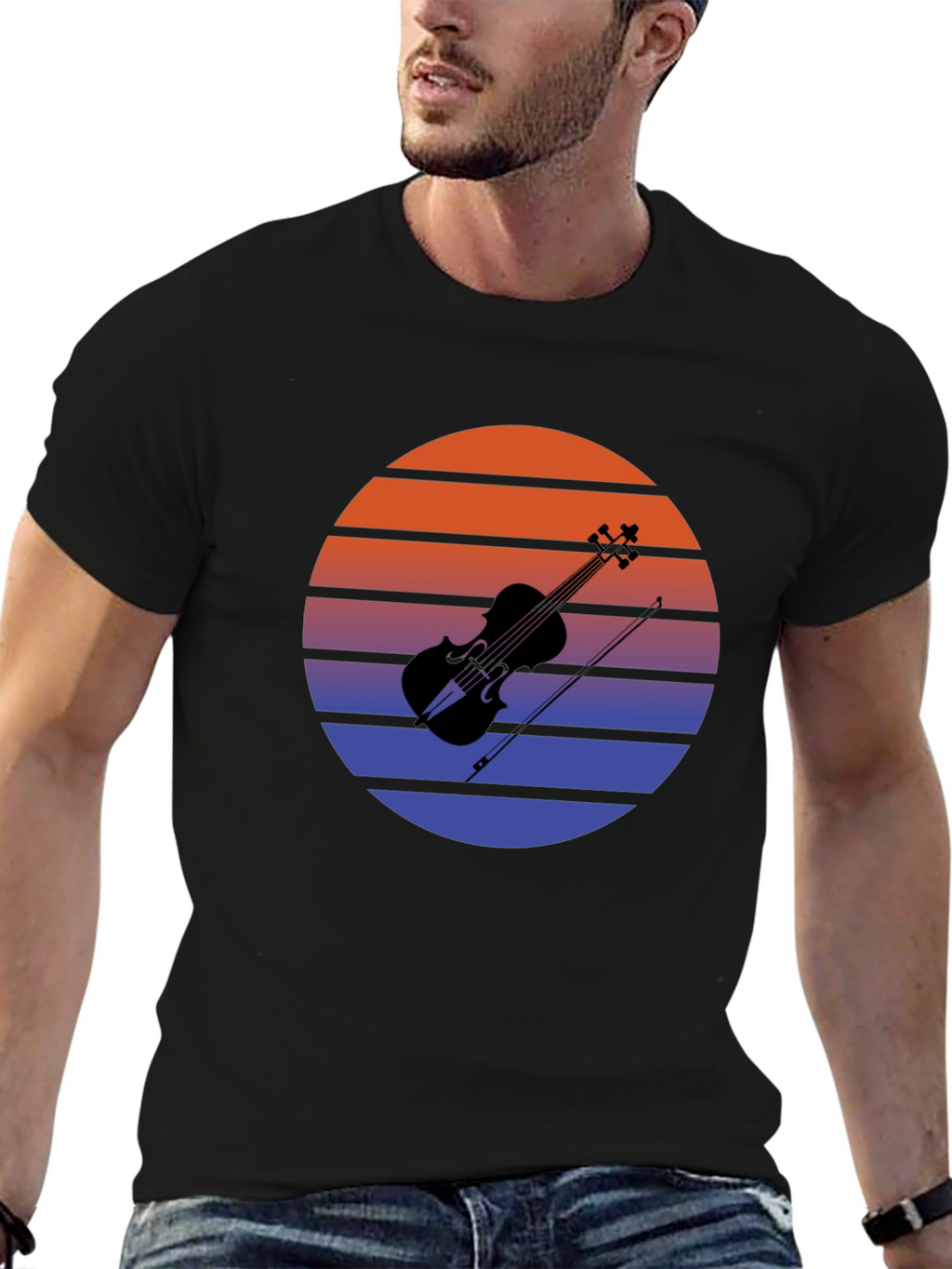 Retro Sunset Violin T-Shirt