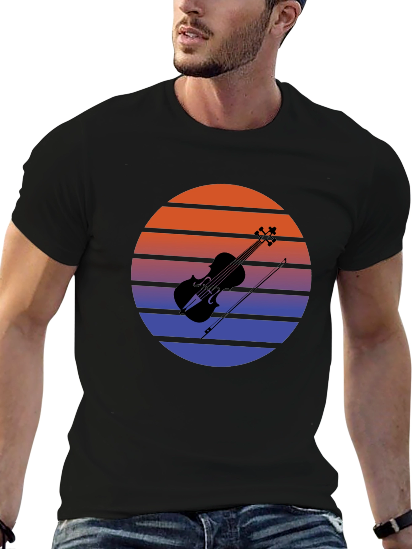 Retro Sunset Violin T-Shirt