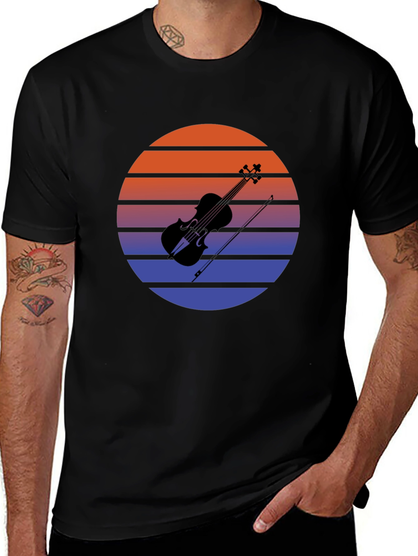 Retro Sunset Violin T-Shirt