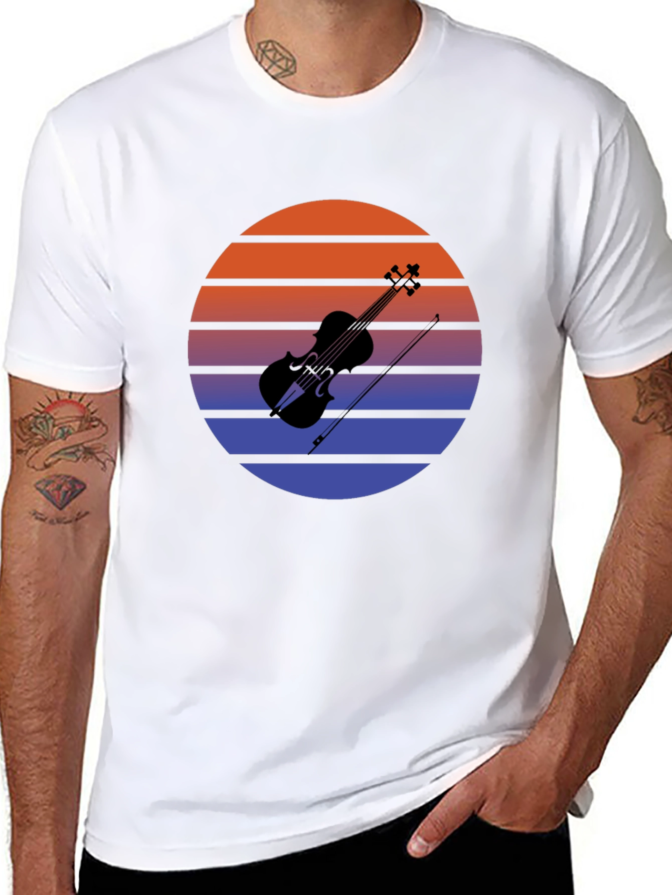 Retro Sunset Violin T-Shirt