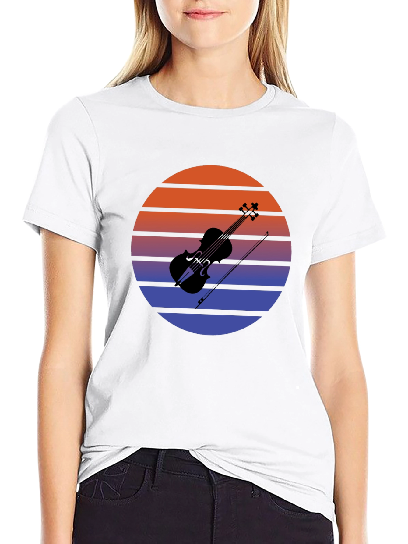 Retro Sunset Violin T-Shirt
