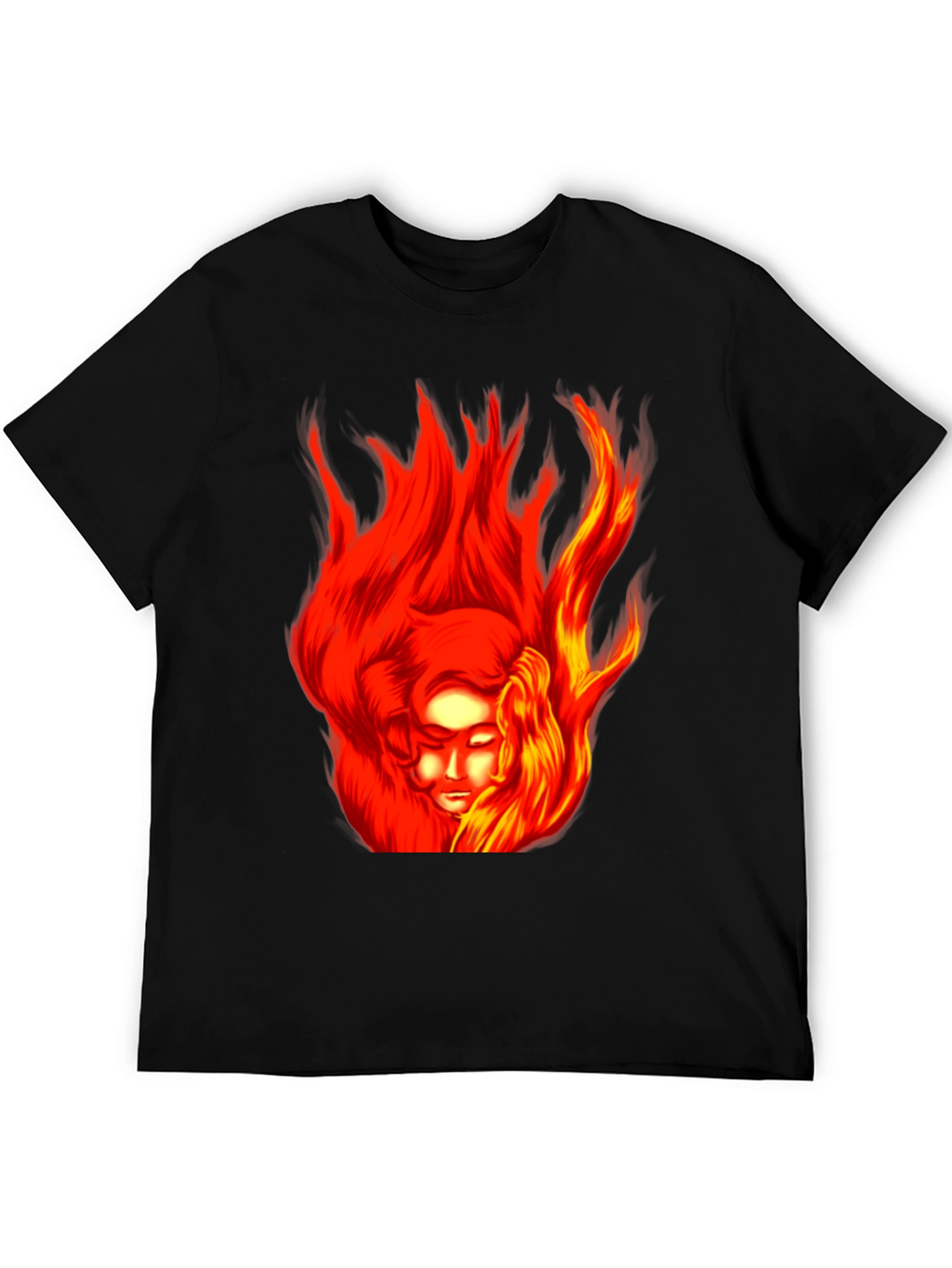 Fiery Portrait Graphic Tee - Unique Unisex Design