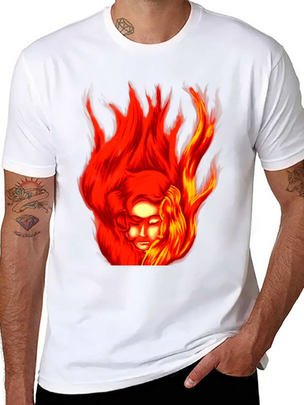 Fiery Portrait Graphic Tee - Unique Unisex Design