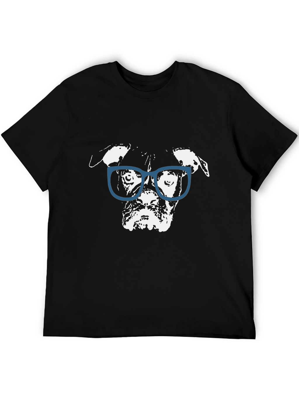 Dog with Glasses Graphic Black T-Shirt