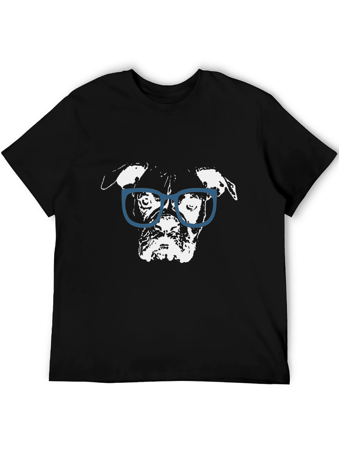 Dog with Glasses Graphic Black T-Shirt