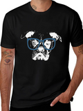 Dog with Glasses Graphic Black T-Shirt
