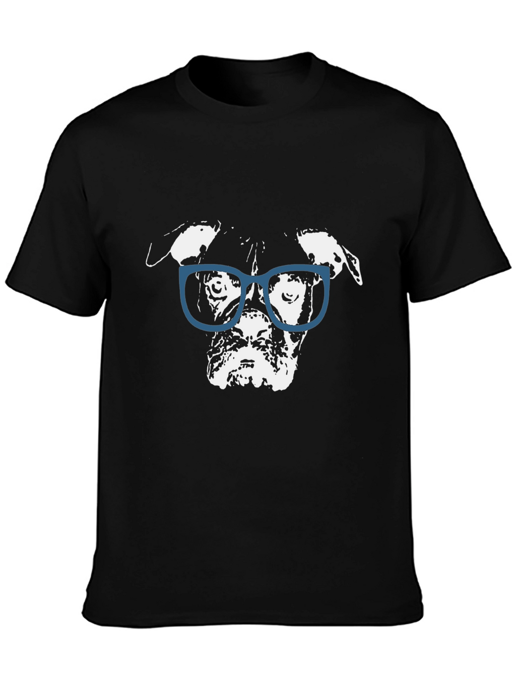 Dog with Glasses Graphic Black T-Shirt