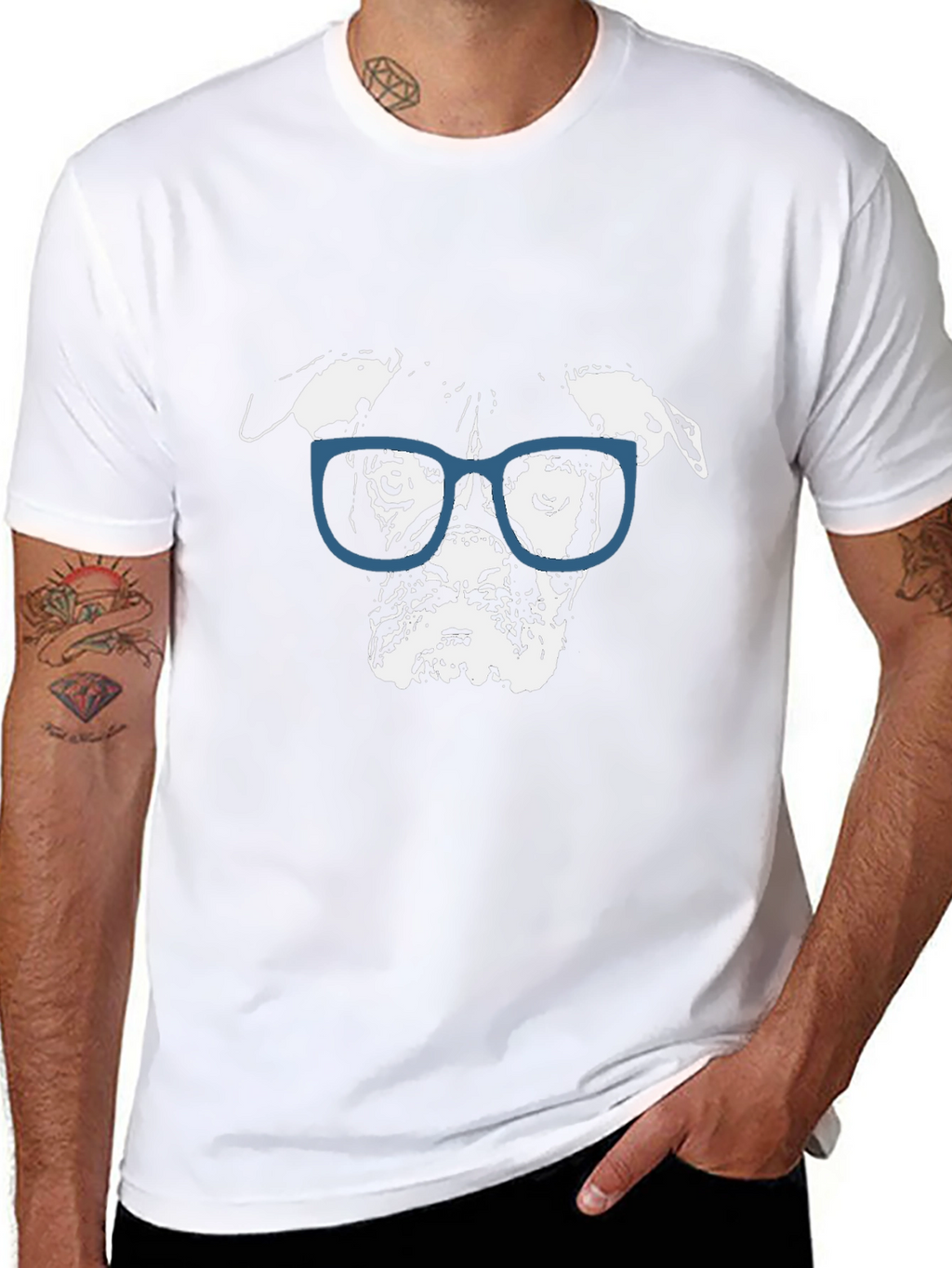 Dog with Glasses Graphic Black T-Shirt