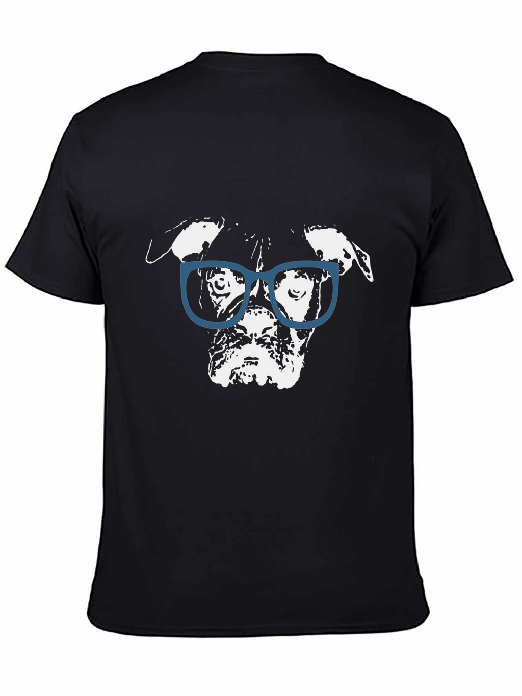 Dog with Glasses Graphic Black T-Shirt