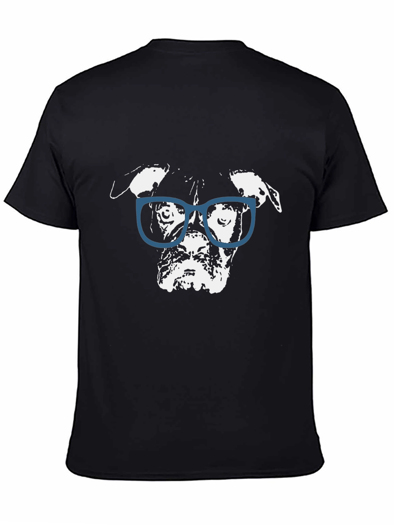 Dog with Glasses Graphic Black T-Shirt