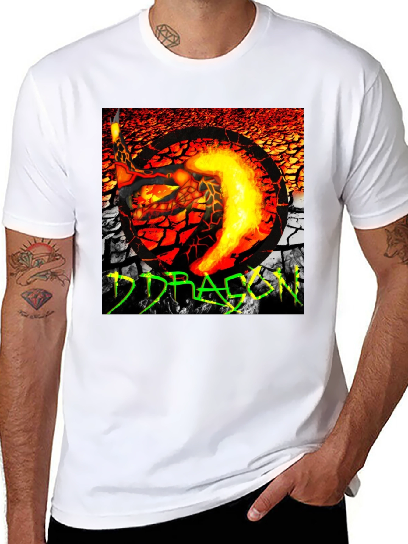 Fiery Dragon Graphic T-Shirt - Bold Design