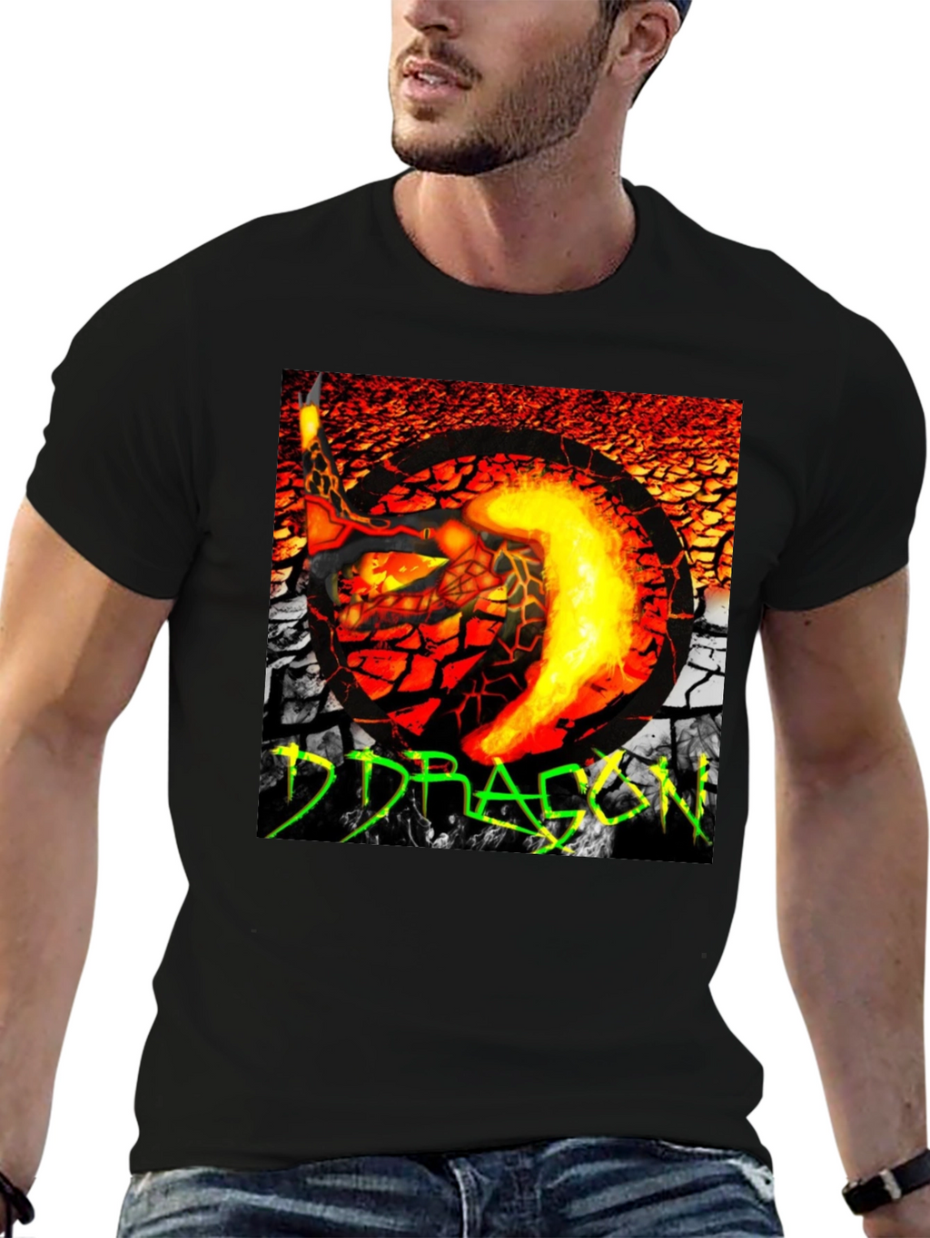 Fiery Dragon Graphic T-Shirt - Bold Design