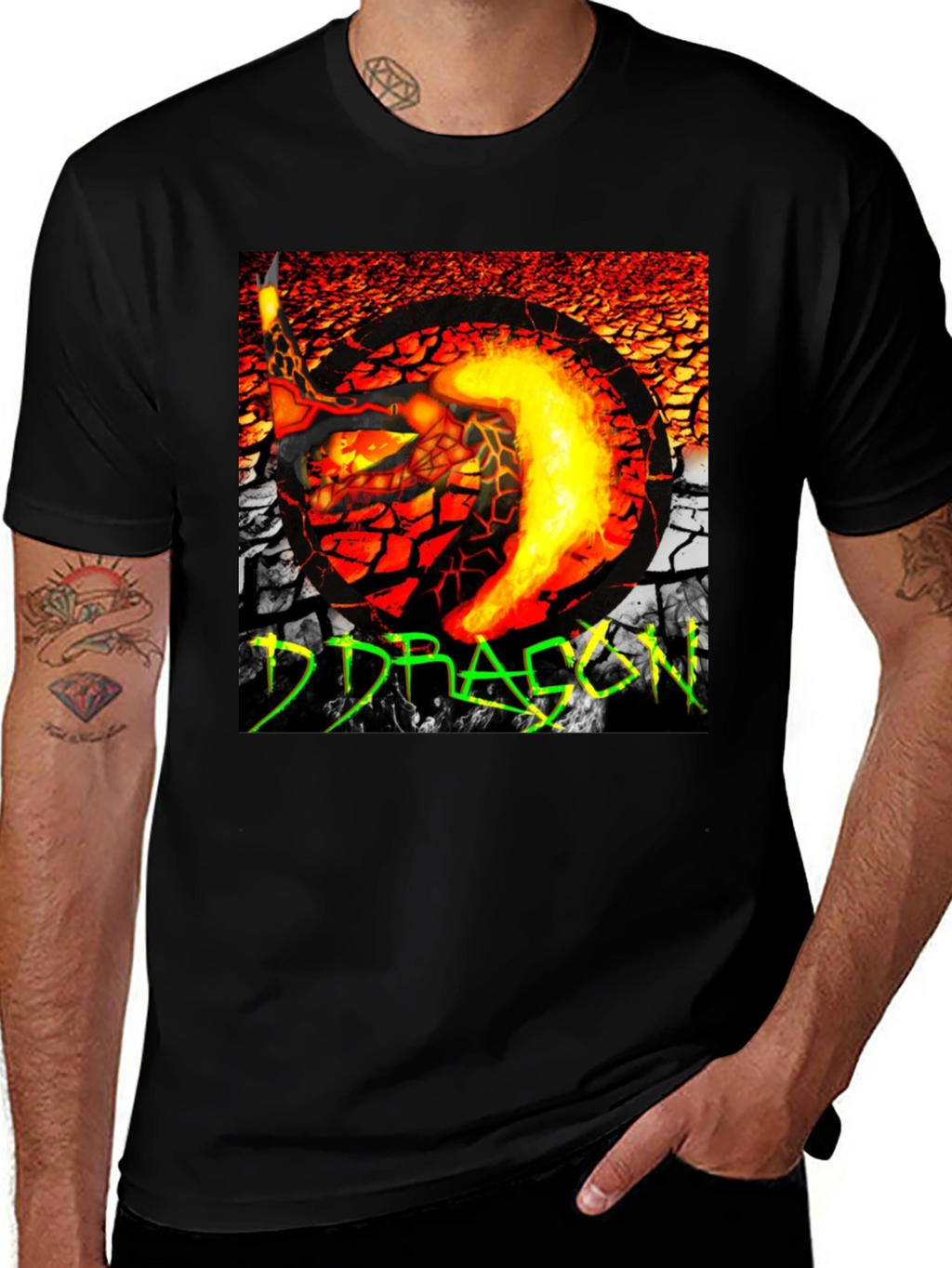 Fiery Dragon Graphic T-Shirt - Bold Design
