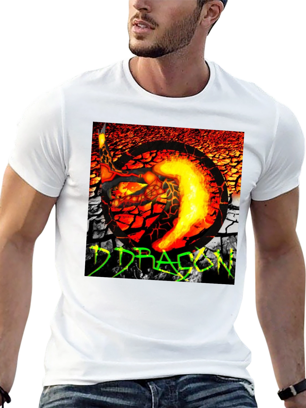 Fiery Dragon Graphic T-Shirt - Bold Design