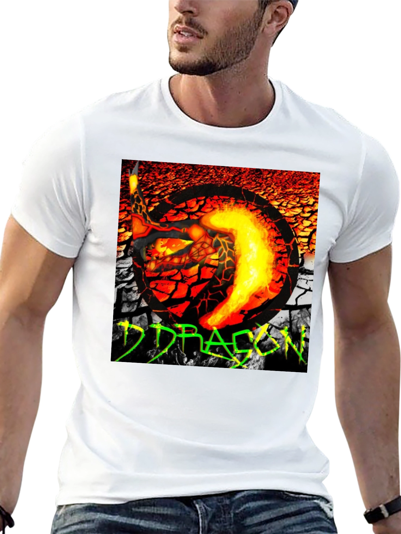 Fiery Dragon Graphic T-Shirt - Bold Design