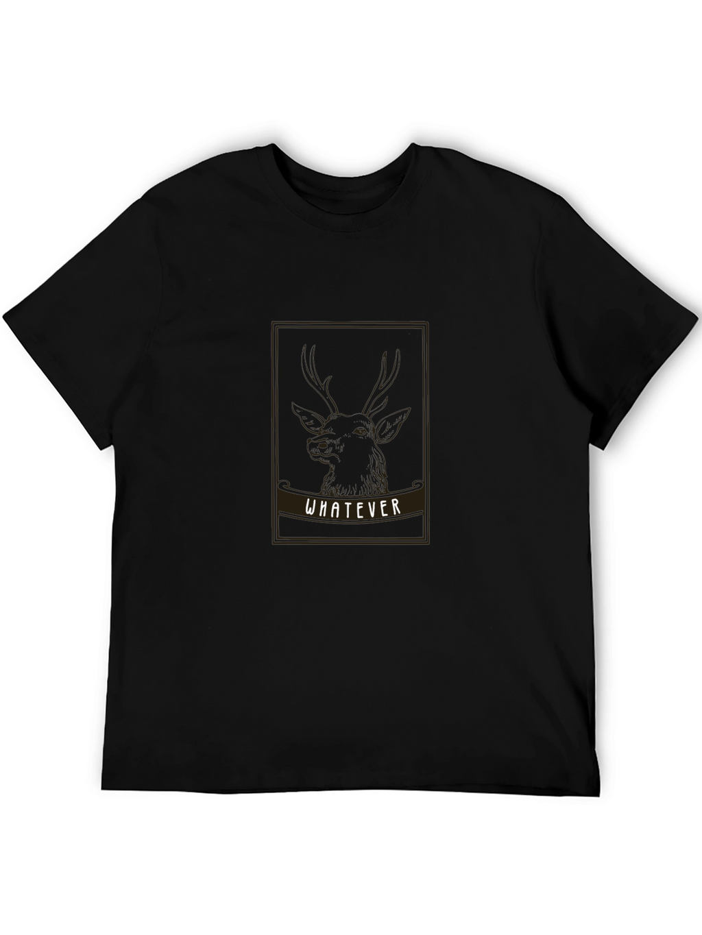 Whatever Deer Graphic Black T-Shirt