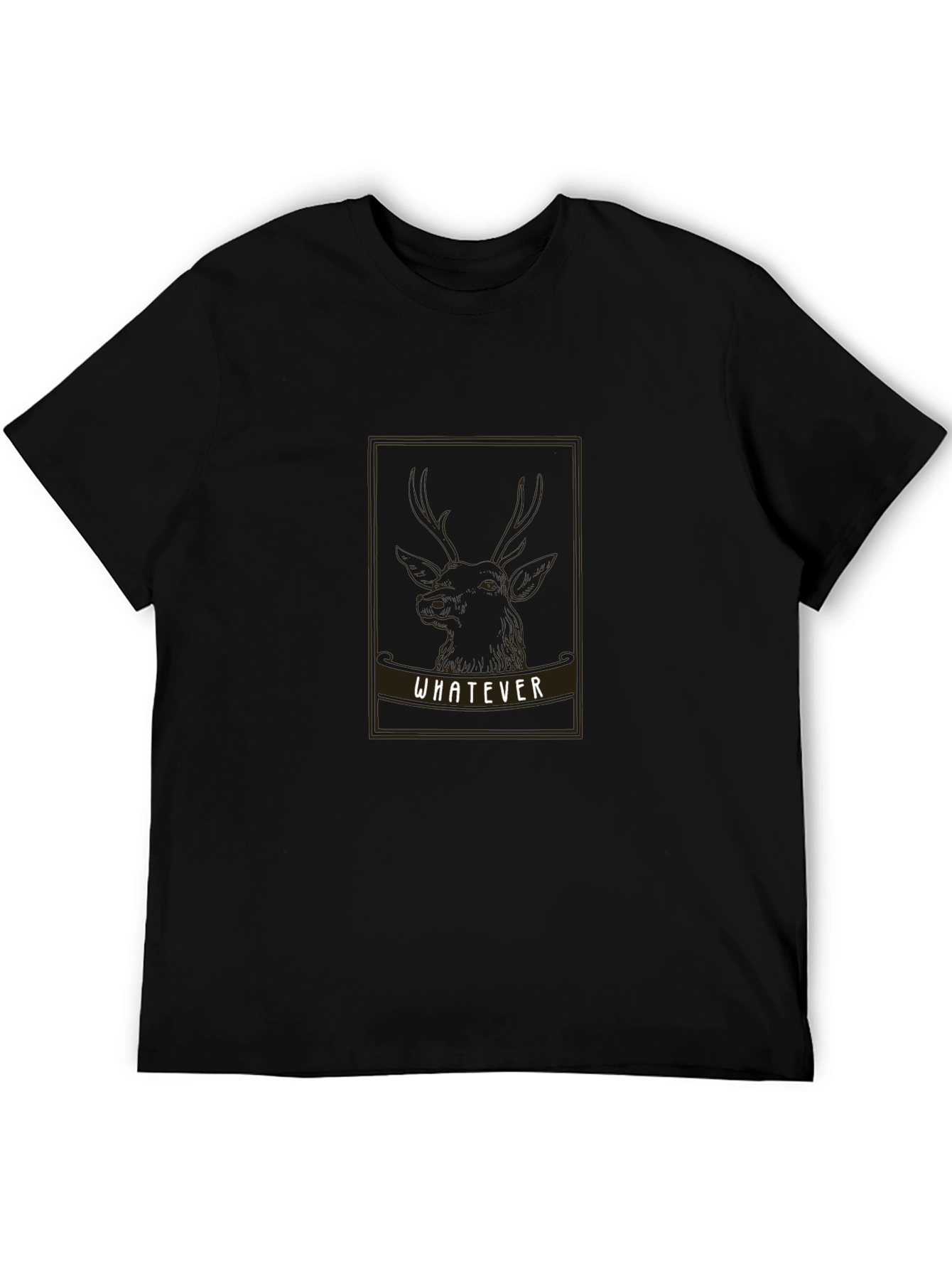 Whatever Deer Graphic Black T-Shirt
