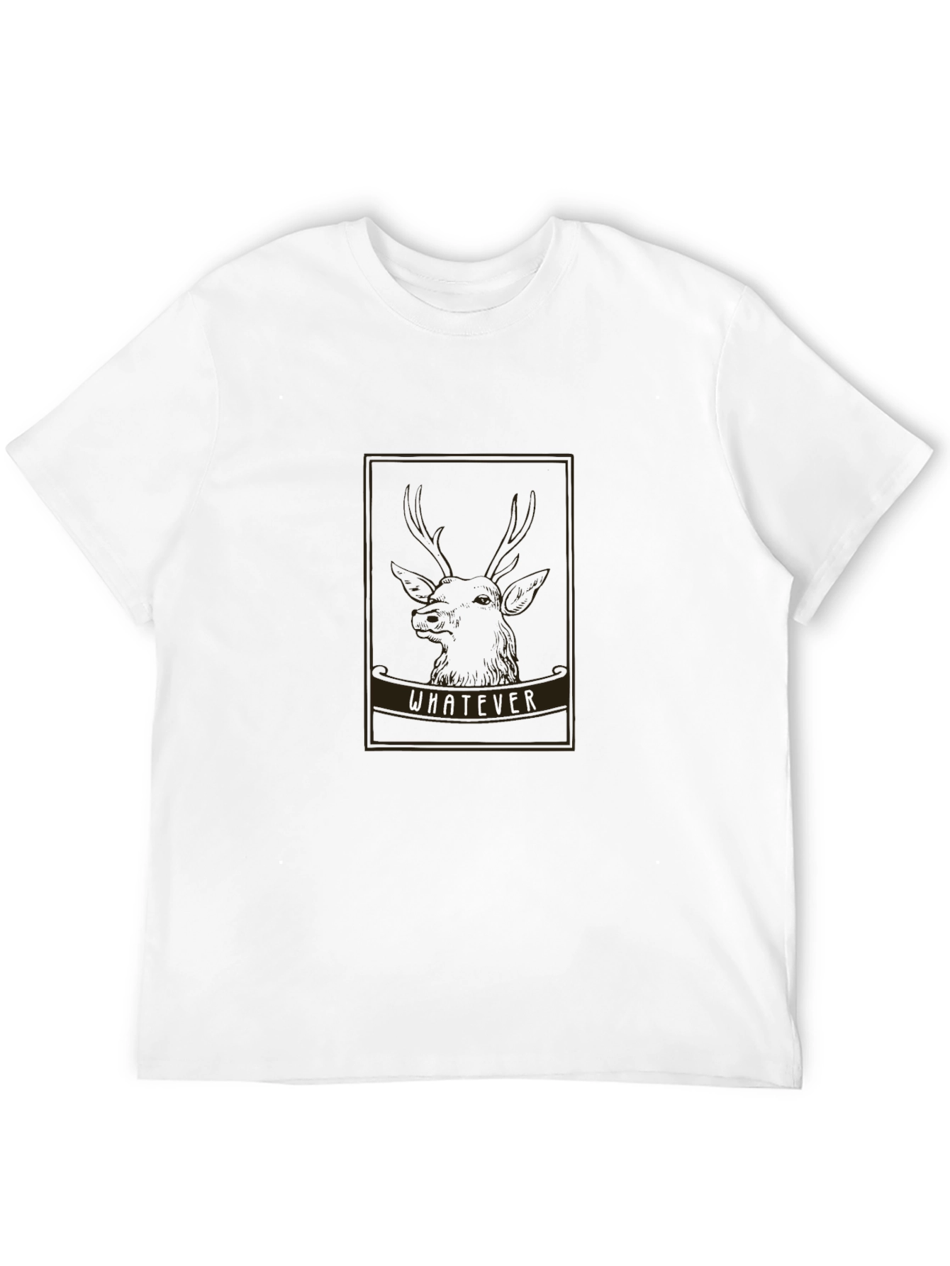 Whatever Deer Graphic Black T-Shirt