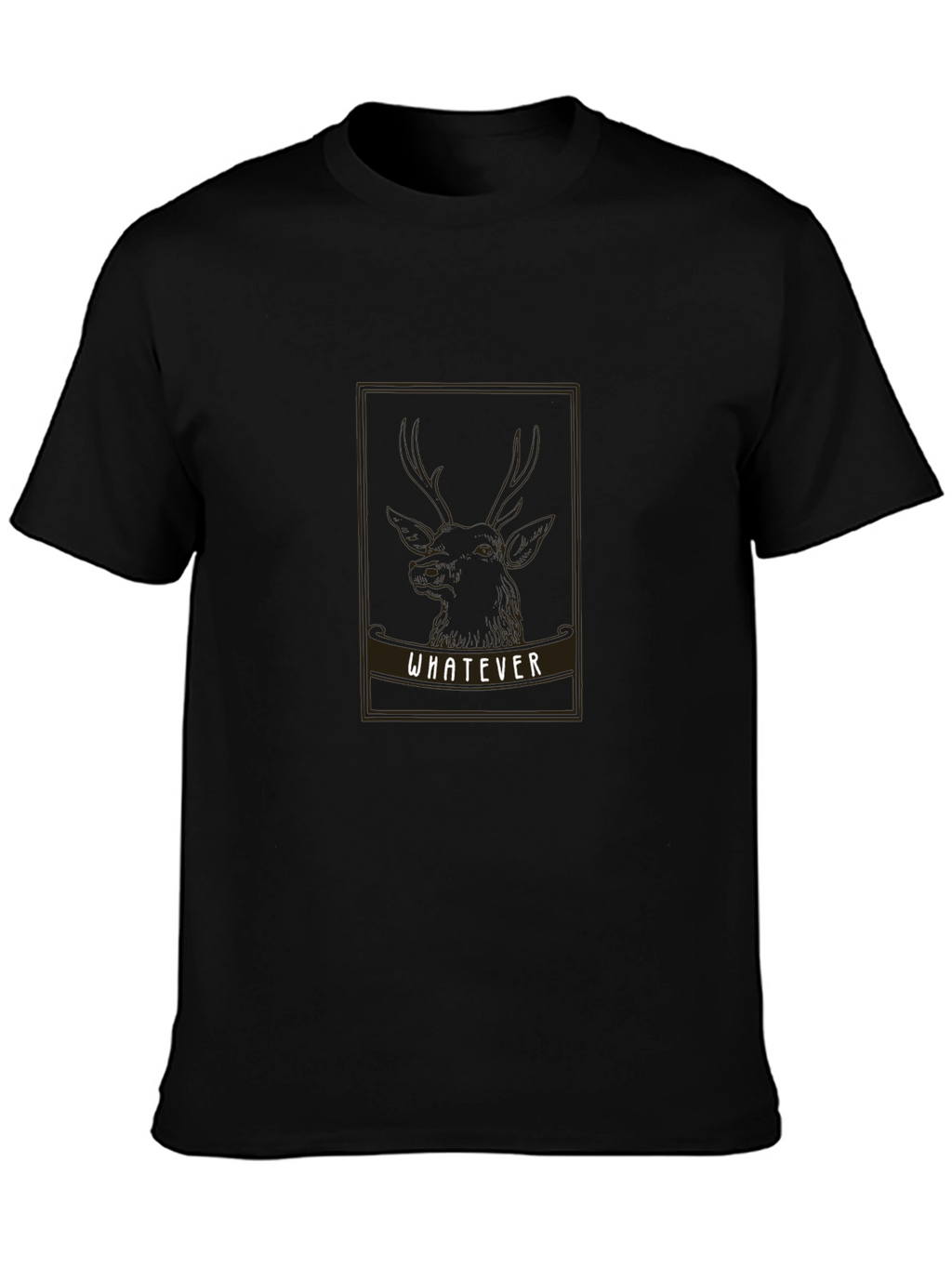 Whatever Deer Graphic Black T-Shirt