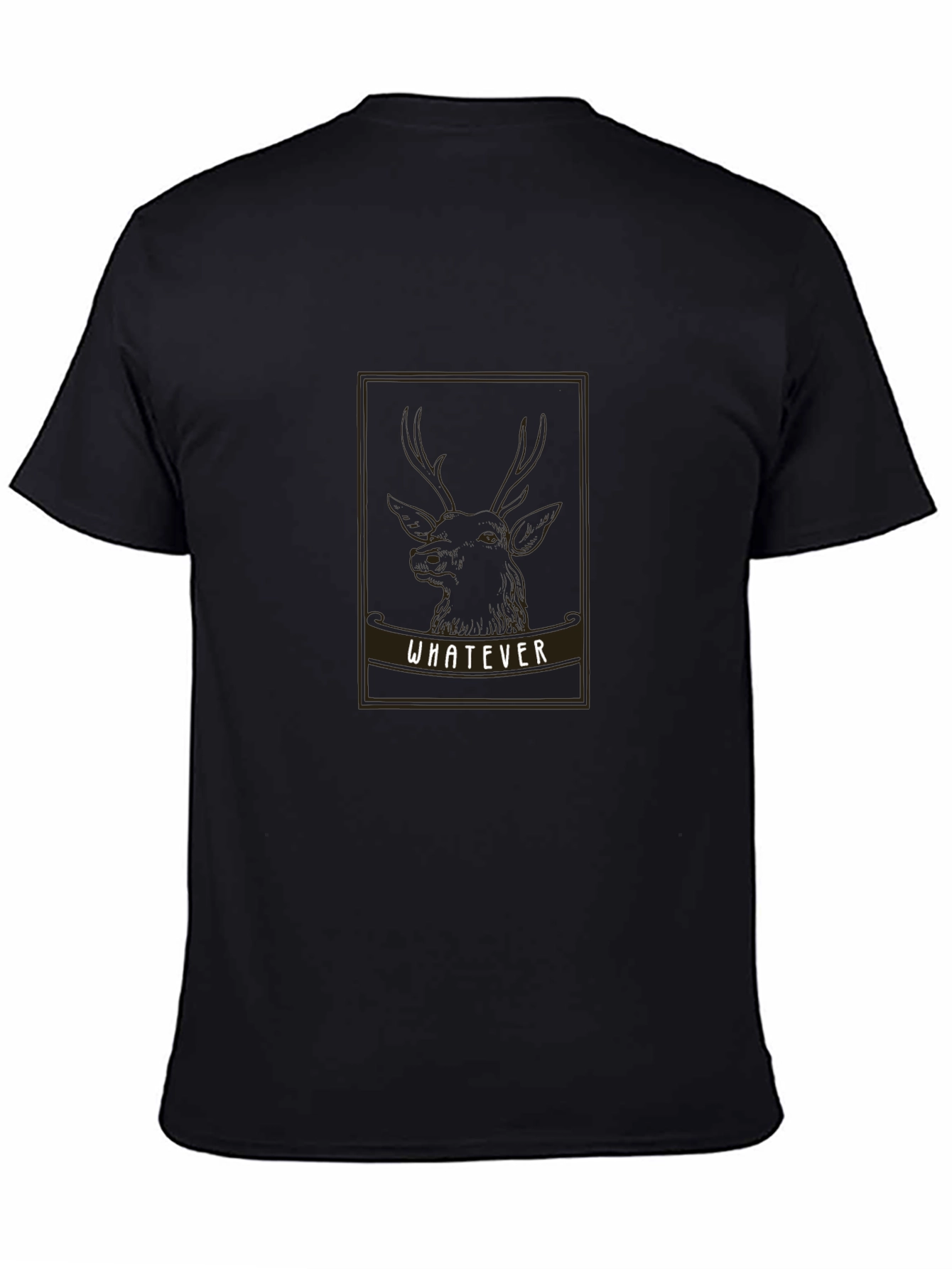 Whatever Deer Graphic Black T-Shirt