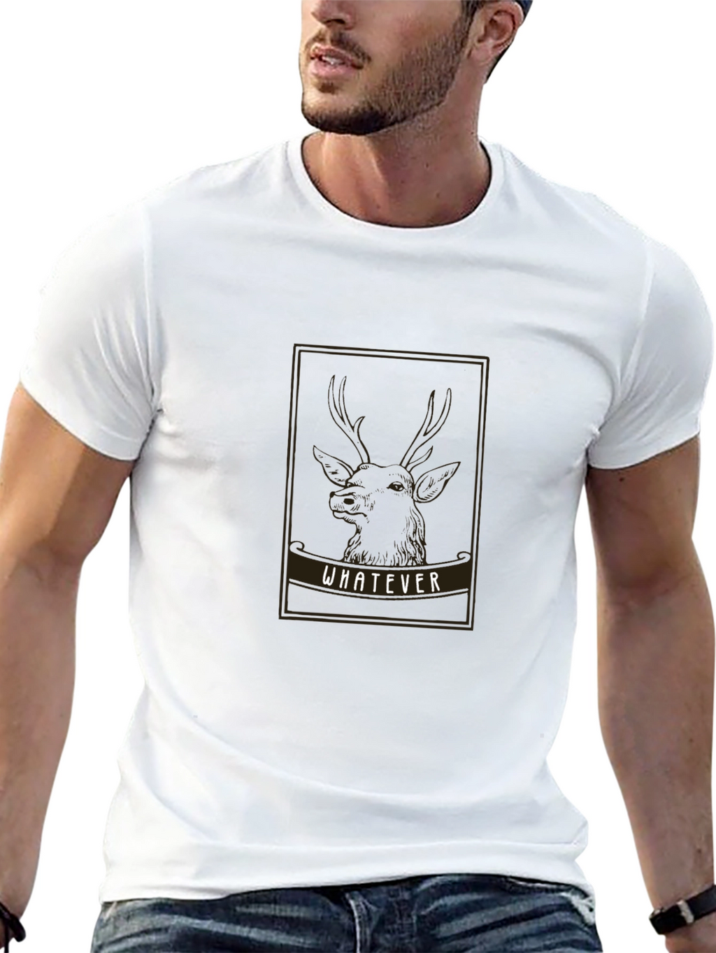Whatever Deer Graphic Black T-Shirt
