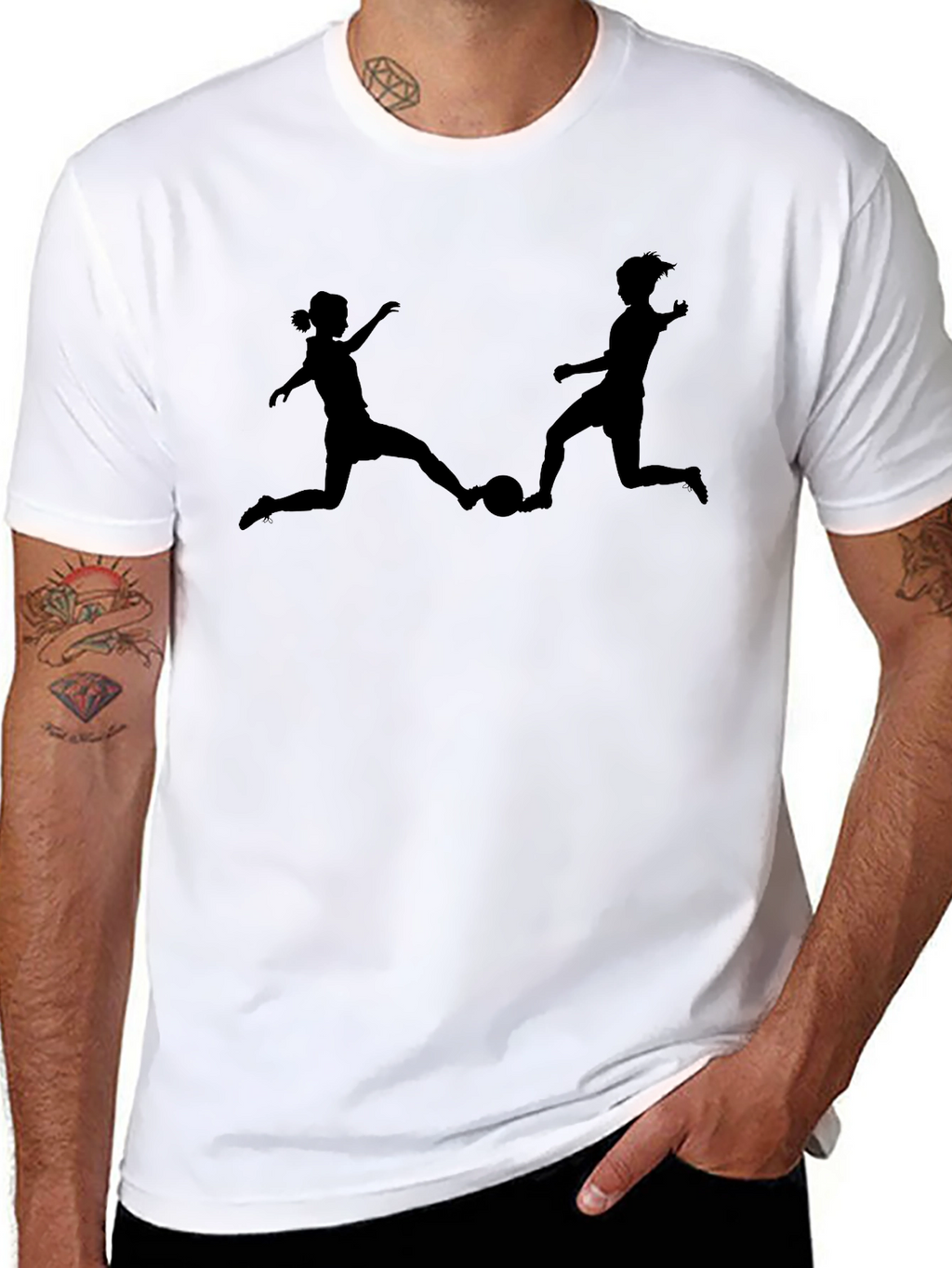 Soccer Players Silhouette Graphic T-Shirt