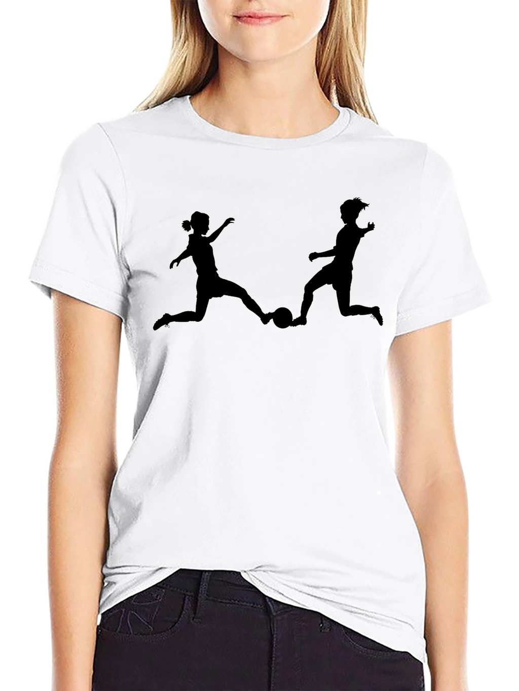 Soccer Players Silhouette Graphic T-Shirt
