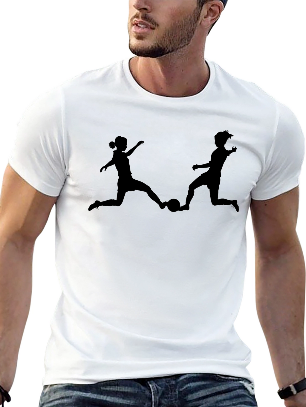 Soccer Players Silhouette Graphic T-Shirt