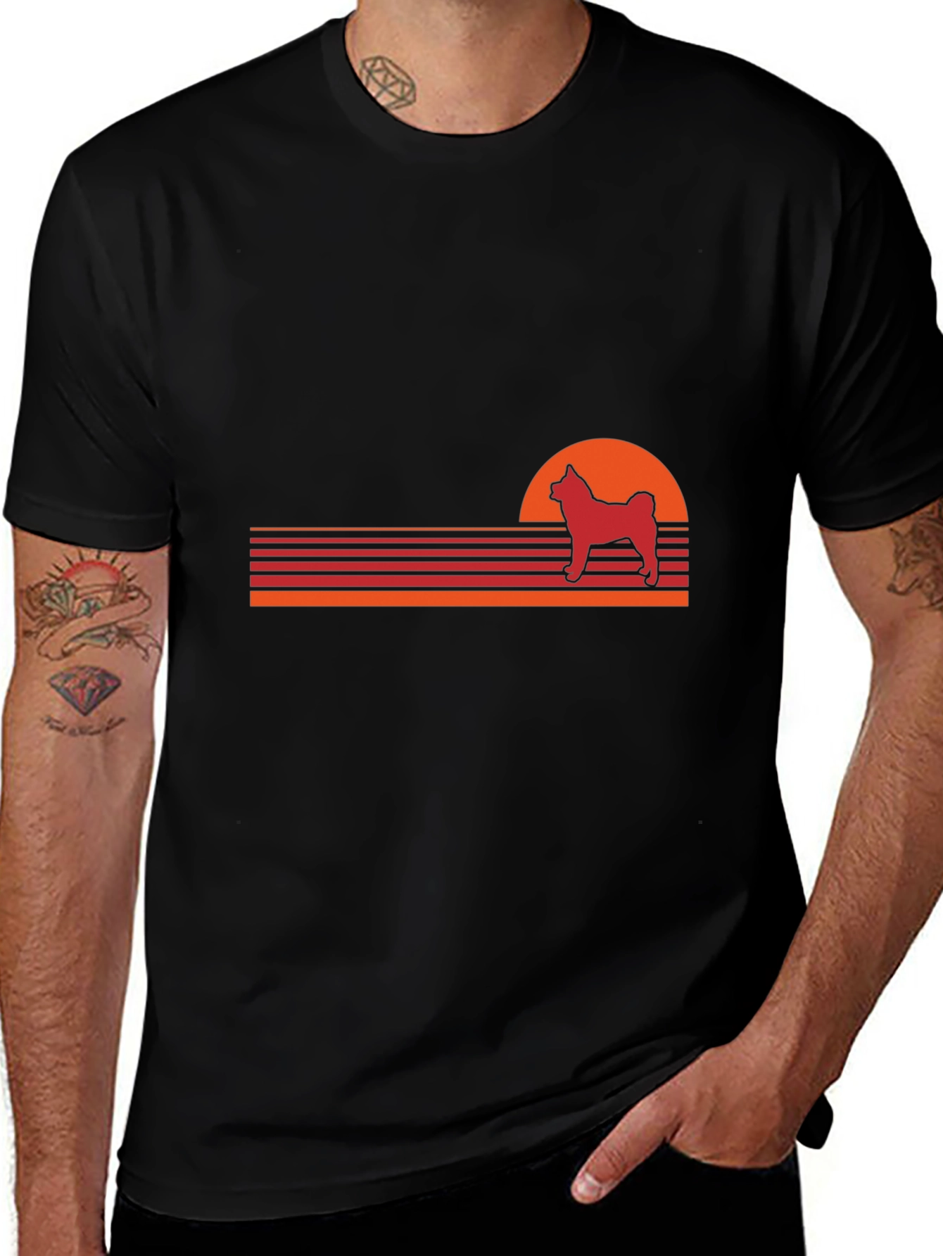 Retro Dog Sunset T-Shirt - Vintage Style Pet Lover Tee