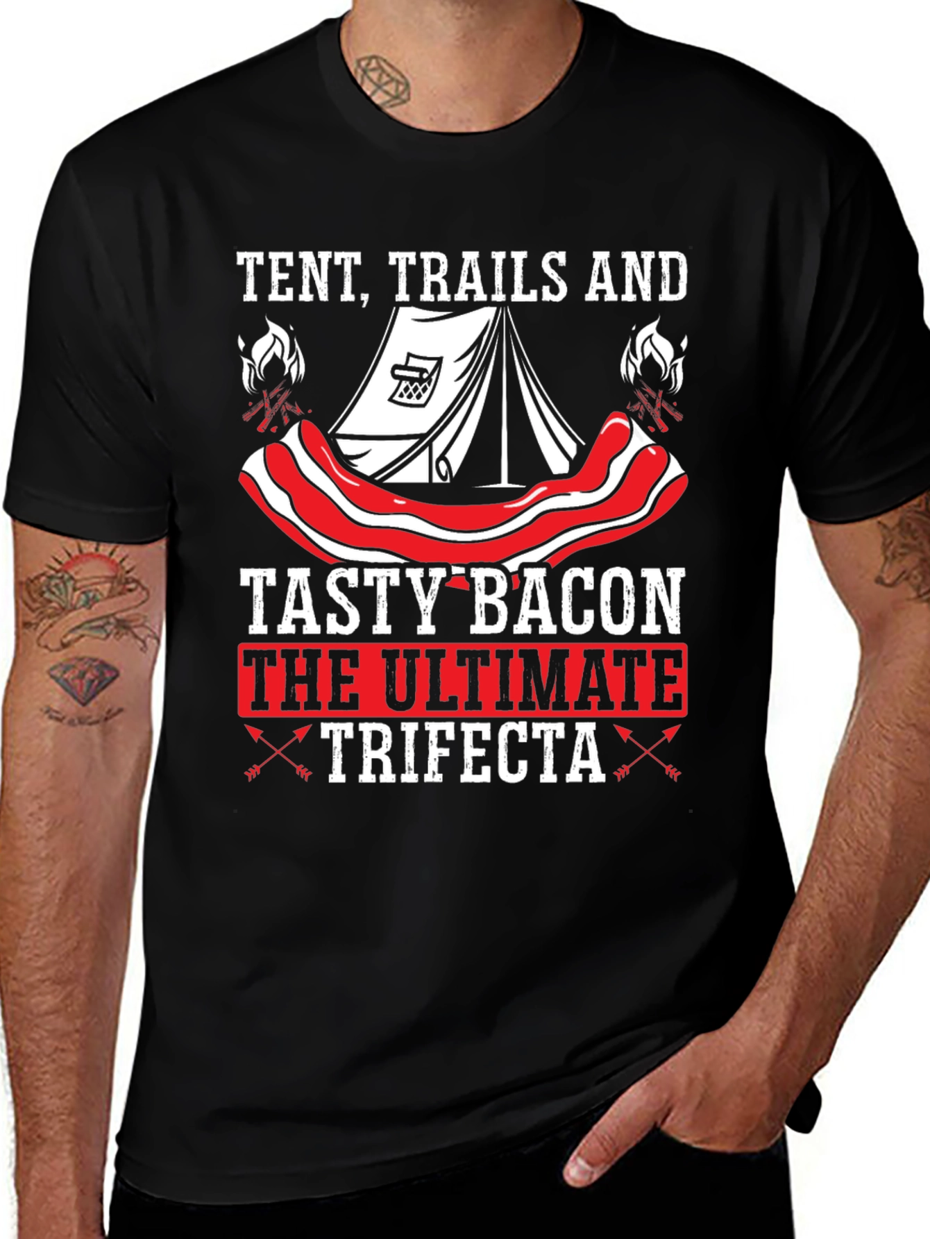 Tent Trails and Tasty Bacon T-Shirt