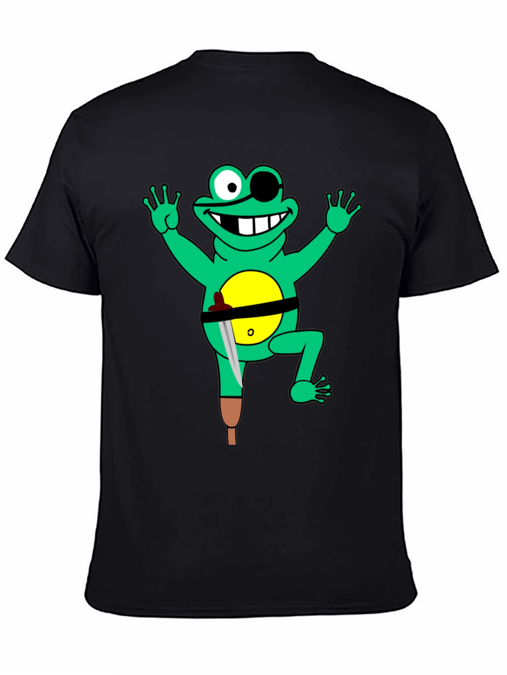 Pirate Frog Graphic Tee - Black Cotton Shirt