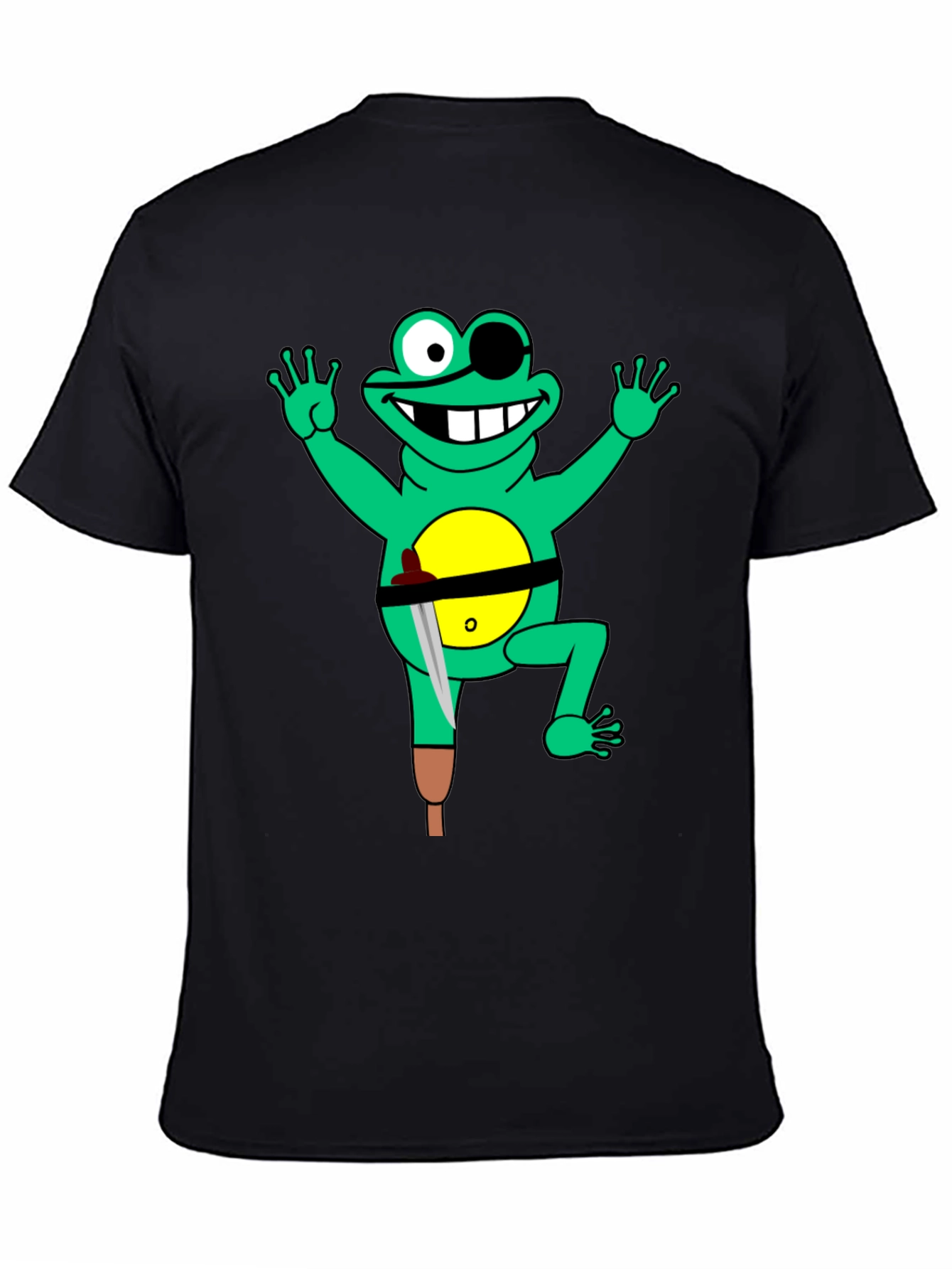 Pirate Frog Graphic Tee - Black Cotton Shirt
