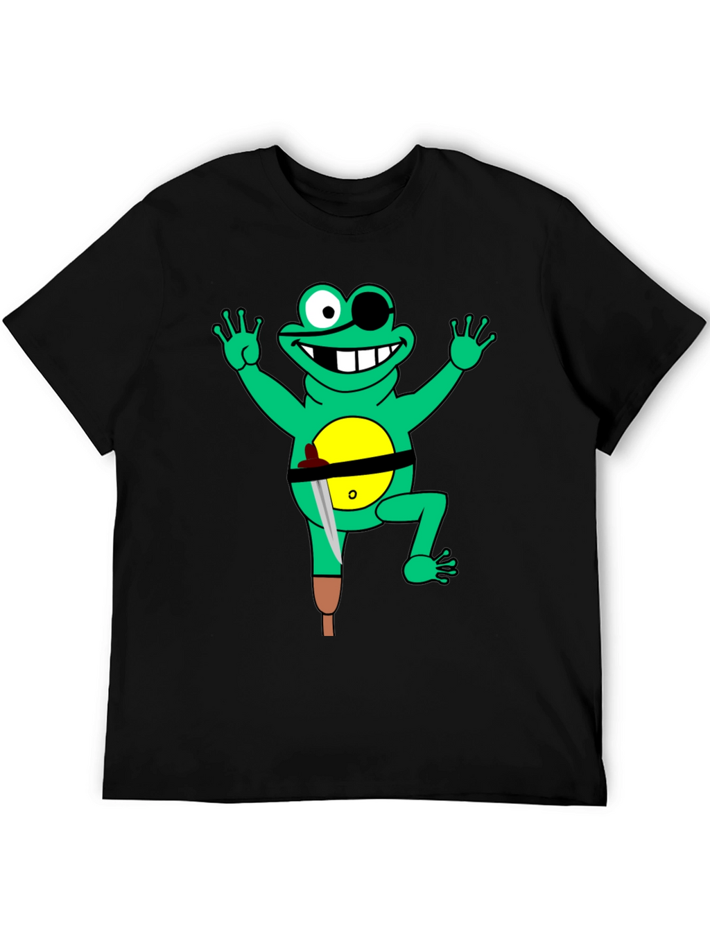 Pirate Frog Graphic Tee - Black Cotton Shirt
