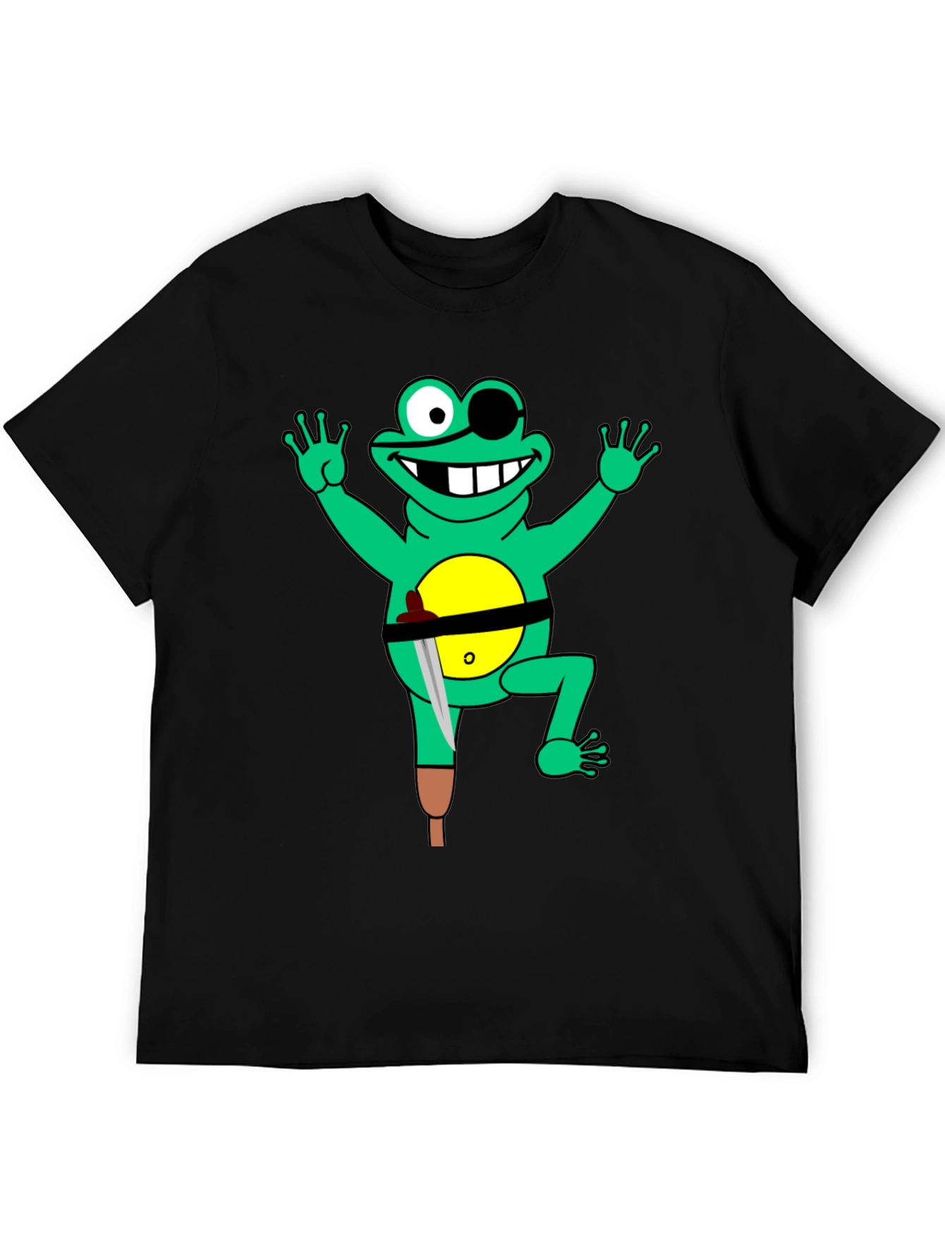 Pirate Frog Graphic Tee - Black Cotton Shirt