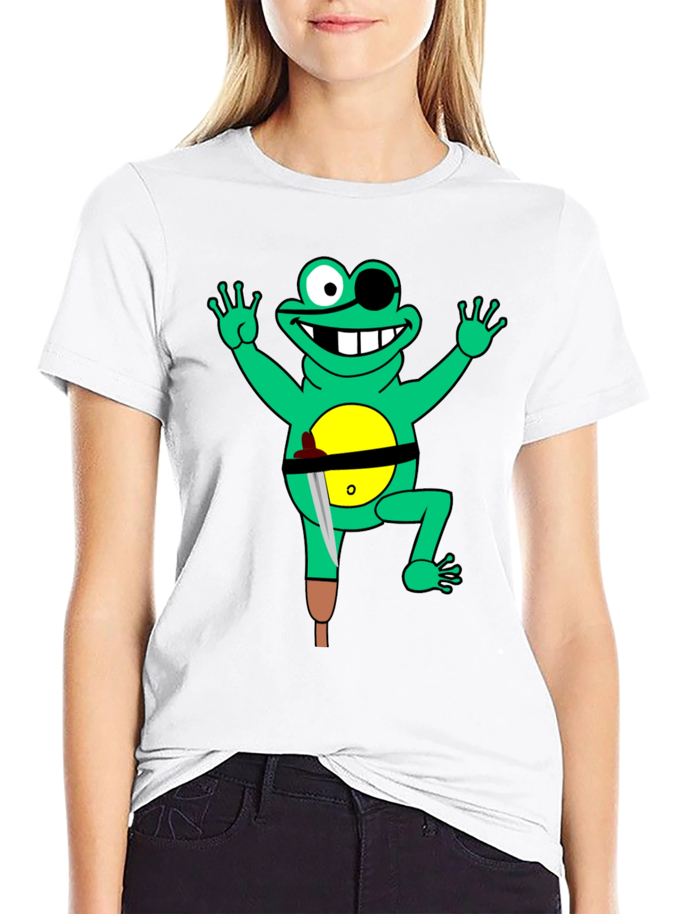 Pirate Frog Graphic Tee - Black Cotton Shirt