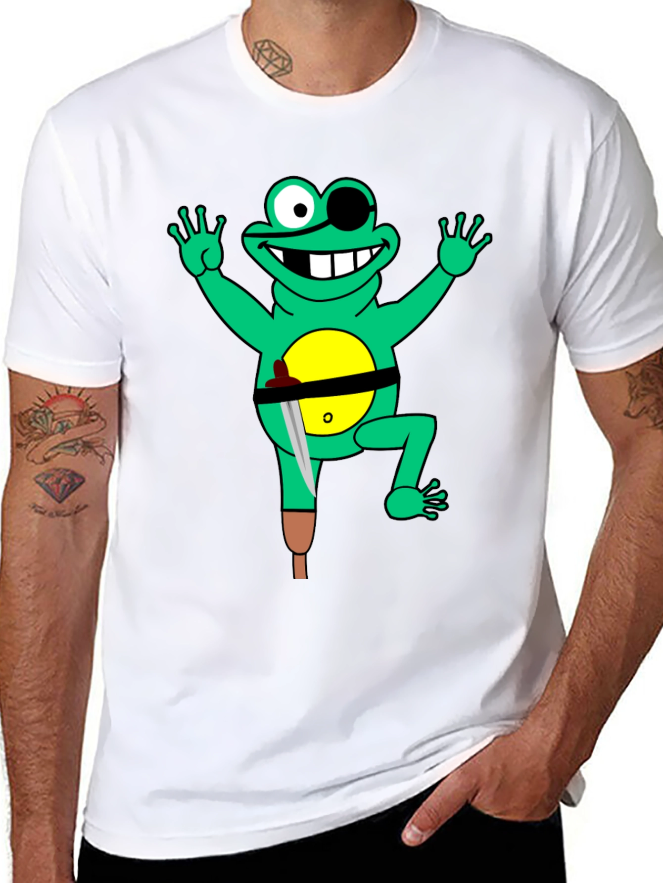 Pirate Frog Graphic Tee - Black Cotton Shirt