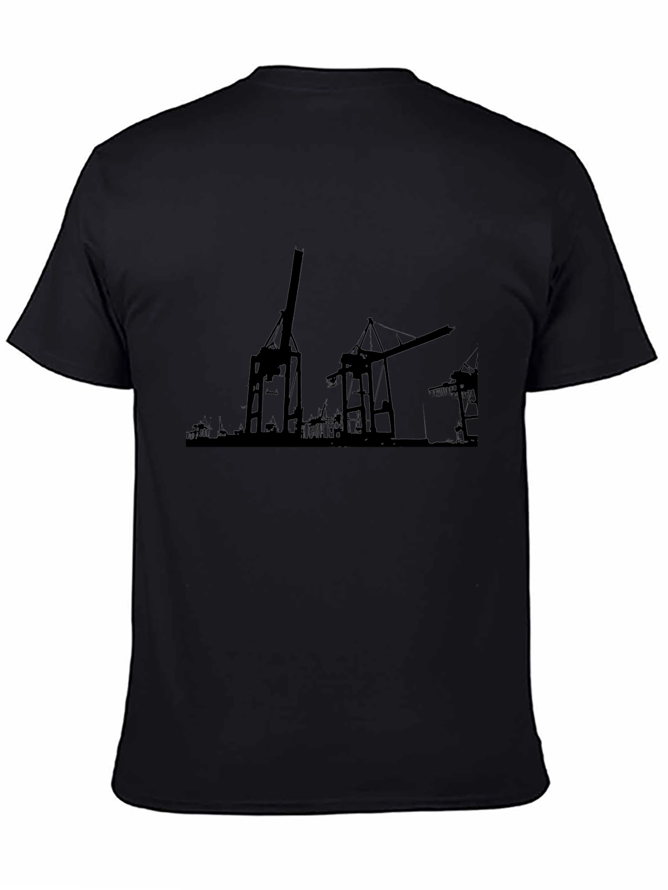 Urban Silhouette Tee - Harbour Cranes Black Graphic T-Shirt